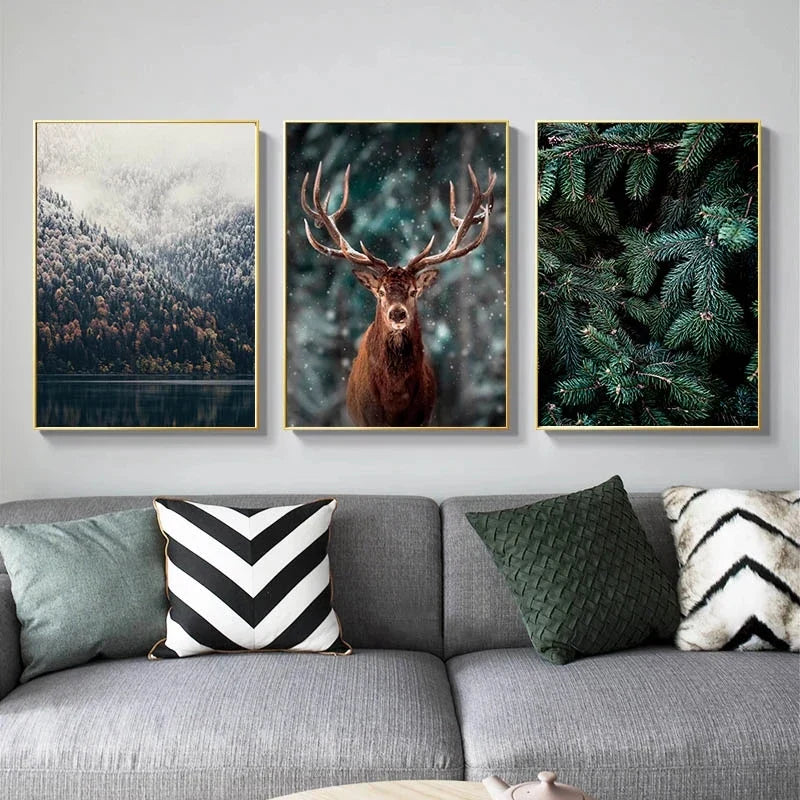 Villnatur Landskap Fjellinnsjø Skog Veggkunst Fine Art Lerretsutskrifter Bilder av Ro for Stue Spisestue Kunst Dekor | Skanto