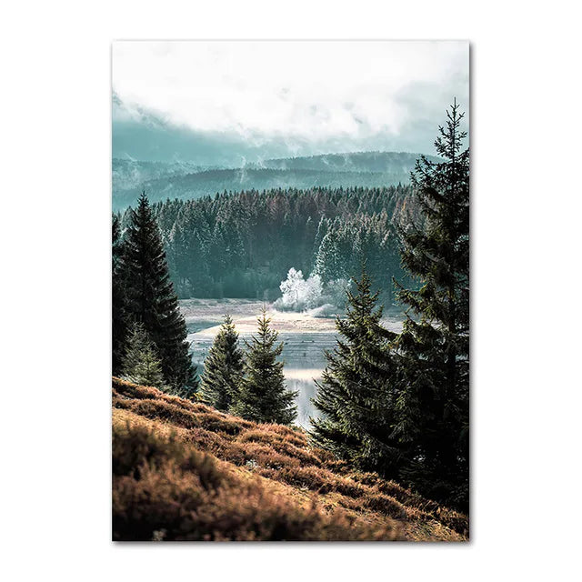Villnatur Landskap Fjellinnsjø Skog Veggkunst Fine Art Lerretsutskrifter Bilder av Ro for Stue Spisestue Kunst Dekor | Skanto