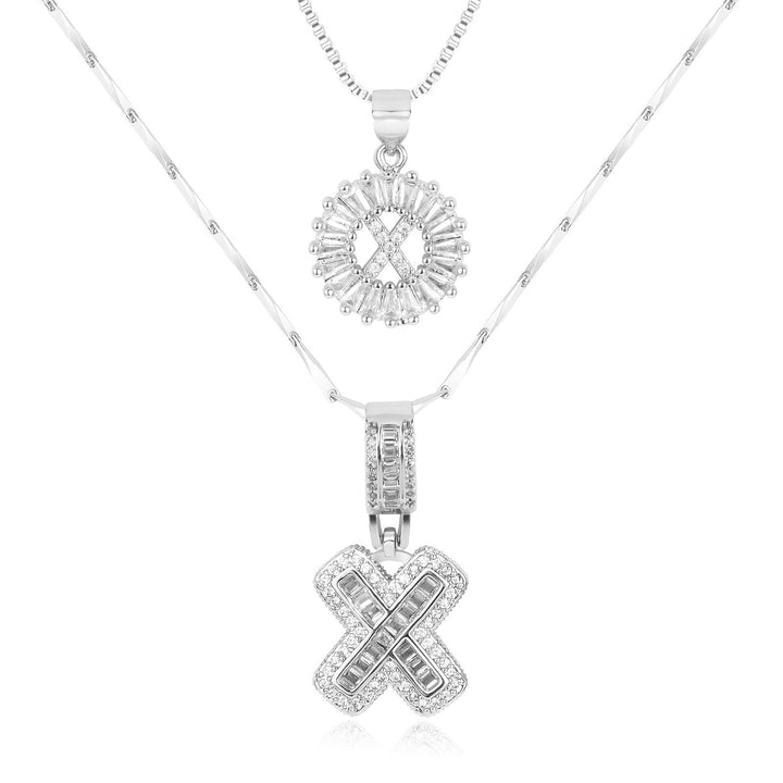 Skanto | 2pc 14k Diamant Bokstav Initial Halskjeder