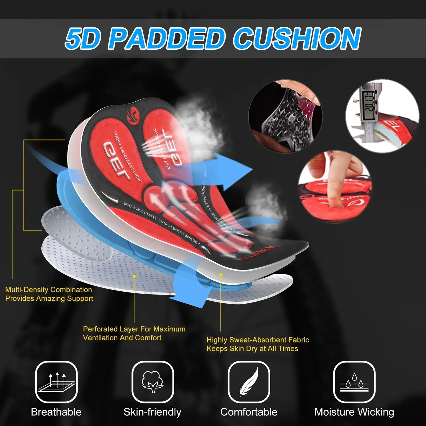 Norvo | Pustende Mesh Sykling Shorts med Gel Polstring | Støtsikre Sykling Shorts for Menn