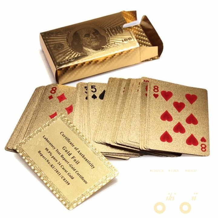 24K forgylt spillekort med tre - Style Box
