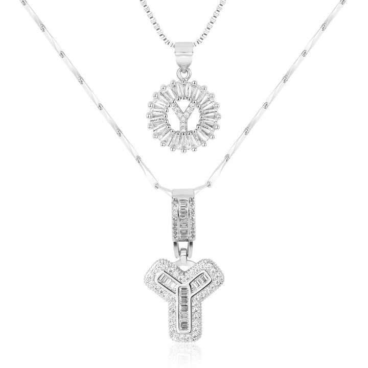 Skanto | 2pc 14k Diamant Bokstav Initial Halskjeder