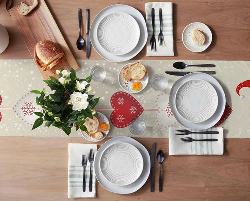 Skanto | Festiv linned table runner med snøflak alver