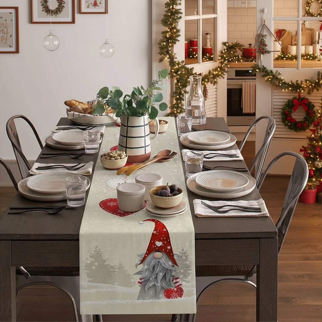 Skanto | Festiv linned table runner med snøflak alver