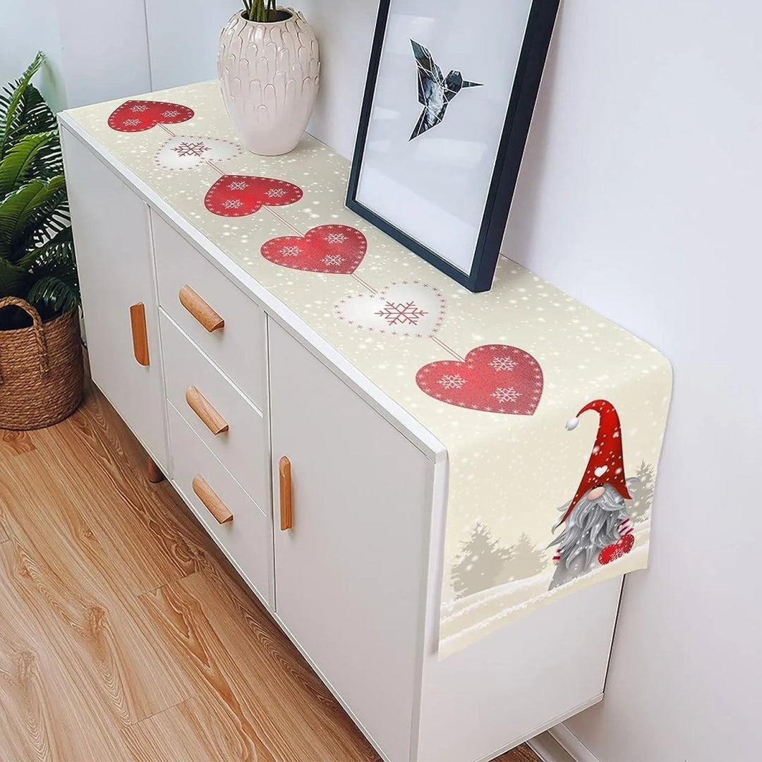 Skanto | Festiv linned table runner med snøflak alver