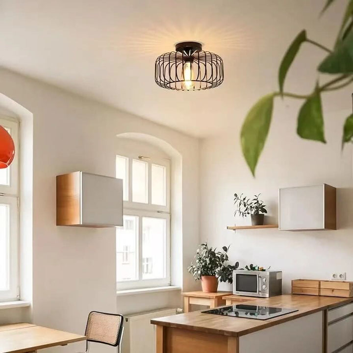 Skanto | Modern Birdcage E26 Taklampe – Jern Flush Mount Fixture