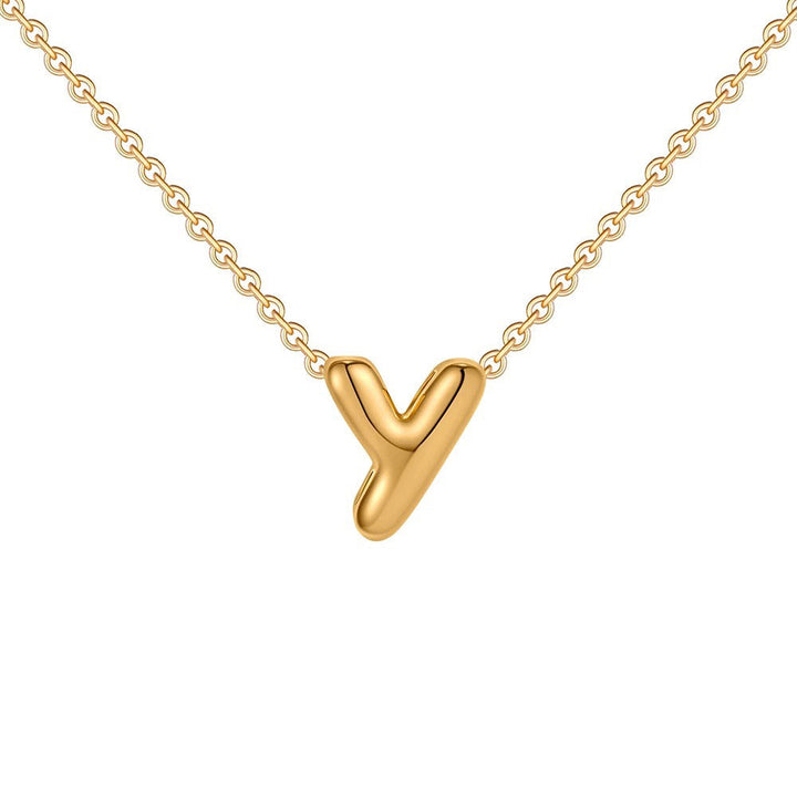 Skanto | Dainty Bubble Letter Initial Necklace