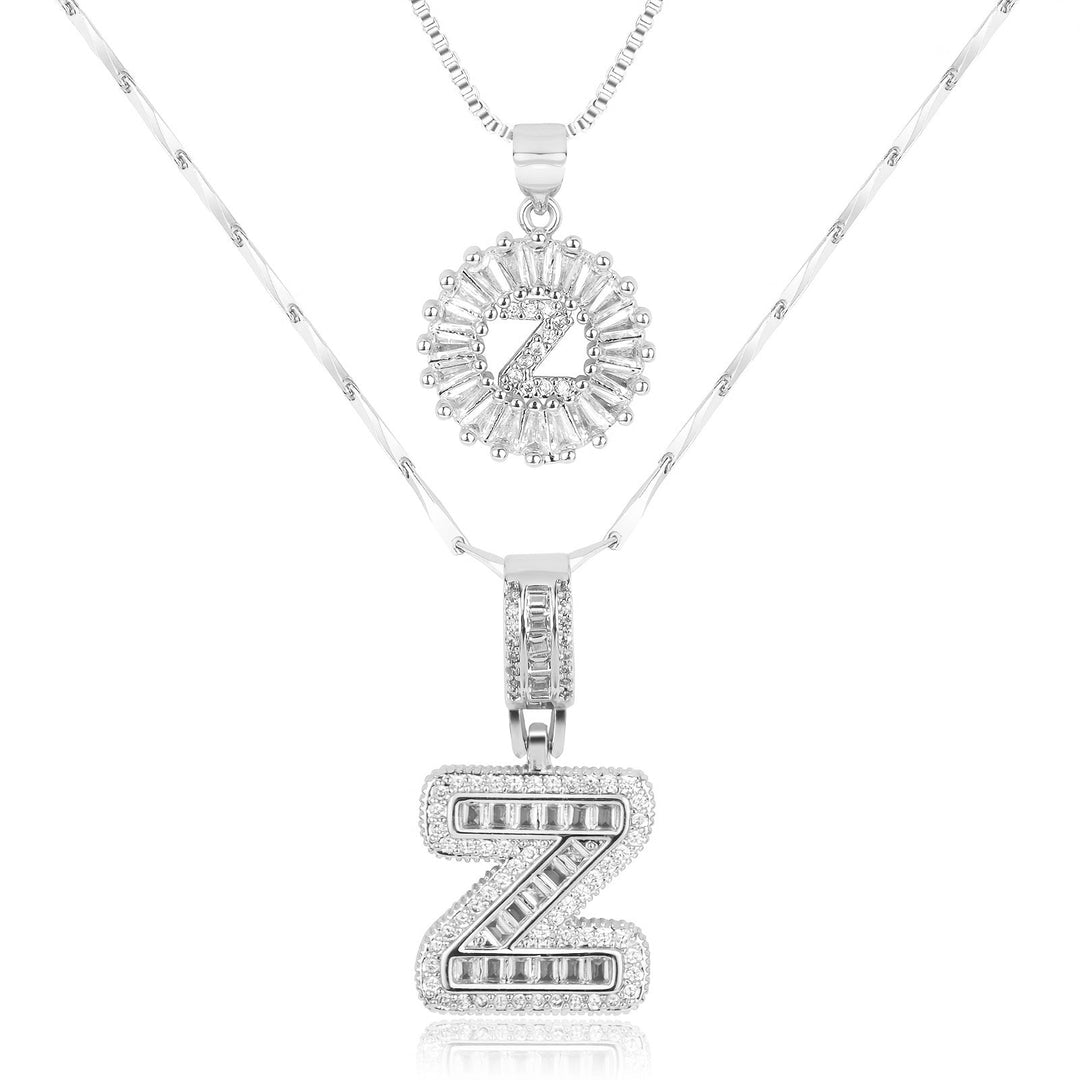 Skanto | 2pc 14k Diamant Bokstav Initial Halskjeder