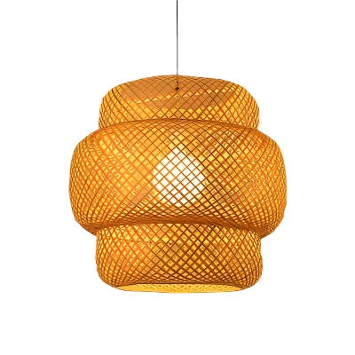 Rattan Kronelys | Håndlagd Boho Pendellampe for Stue & Stue | Skanto