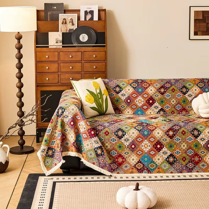 Skanto | Zahara Geometrisk Tribal Kilim Sofatrekk