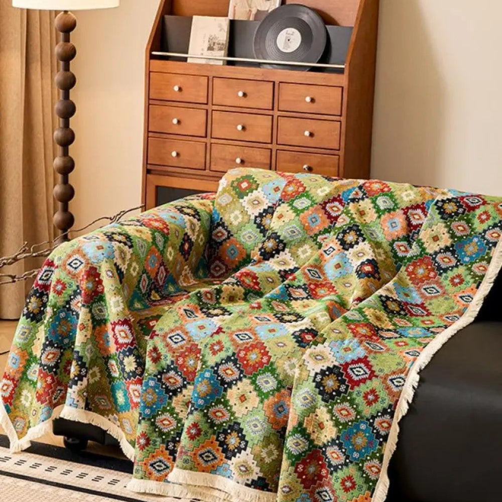 Skanto | Zahara Geometrisk Tribal Kilim Sofatrekk