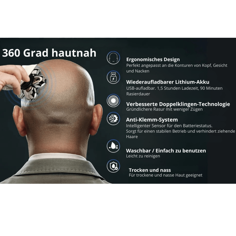 Skanto | 7D elektrisk barbermaskin med IP68 vanbeskyttelse og USB-lading