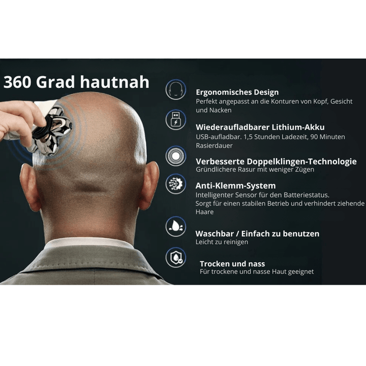 Skanto | 7D elektrisk barbermaskin med IP68 vanbeskyttelse og USB-lading