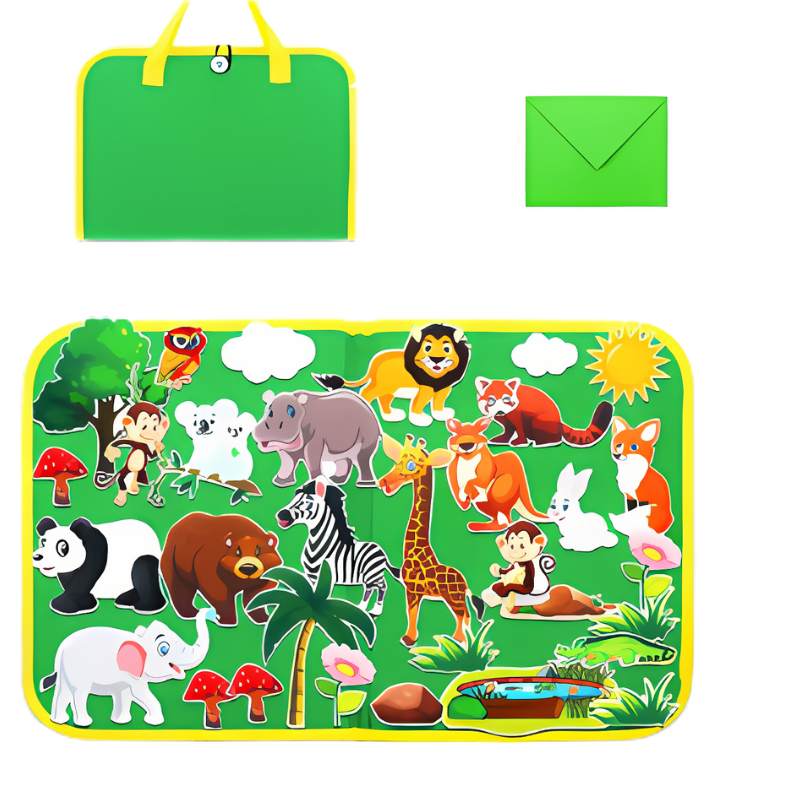 Norvo | Montessori Filt | Rolig lek - Læringsrik Busy Board med Filt Dyr for Barn
