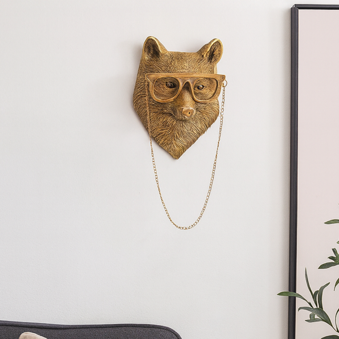Wanddeko Vintage-Tierkopf-Skulptur aus Kunstharz
