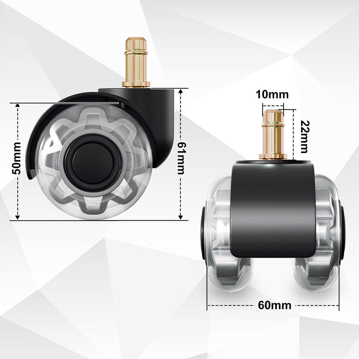 5 stk kontorstolhjul svinghjul 10mm x 22mm | Skanto