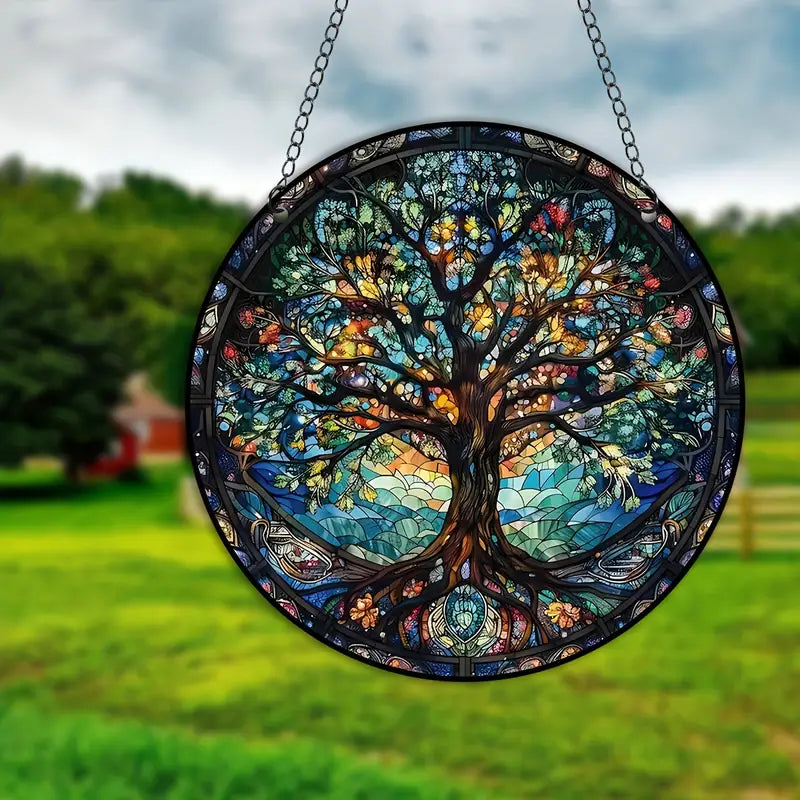 Wandbilde med Baummotiv fra Buntglas, hengende