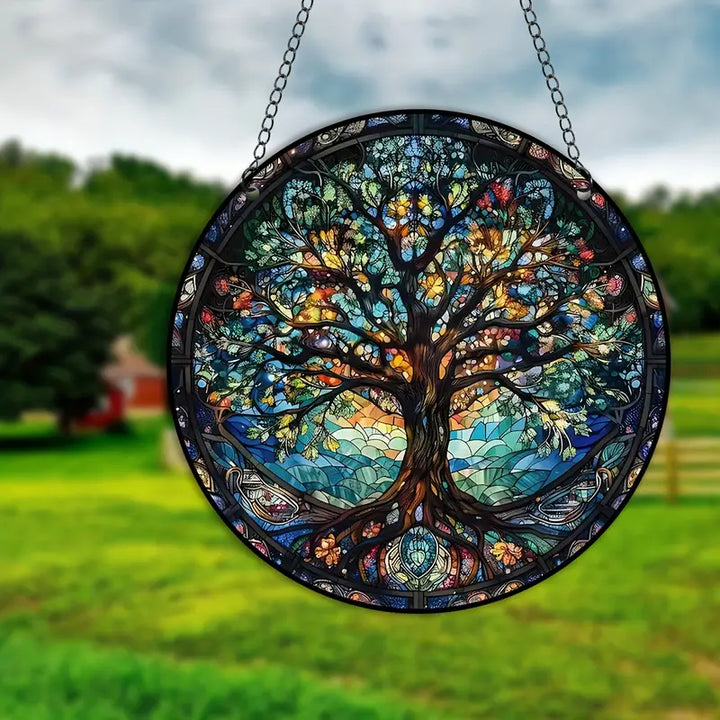 Wandbilde med Baummotiv fra Buntglas, hengende