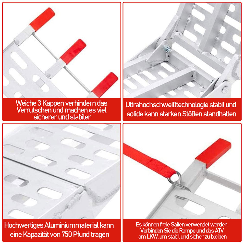 Folding Ramp 340kg Sammenleggbart Aluminium Laste Rampe Motorsykkel | Skanto