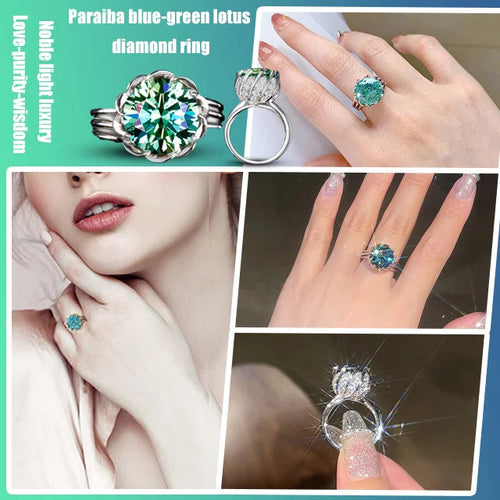 Skanto | 6 Karat Paraiba Blågrønn Lotus Diamant Ring