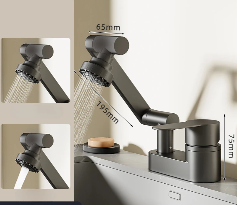 Aqua Twist Duo-Flex Servantbatteri – 360° svingende to-hulls blandebatteri for varmt og kaldt vann Skanto