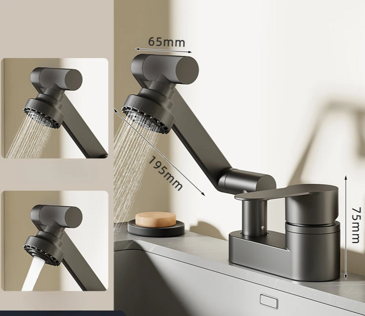 Aqua Twist Duo-Flex Servantbatteri – 360° svingende to-hulls blandebatteri for varmt og kaldt vann Skanto