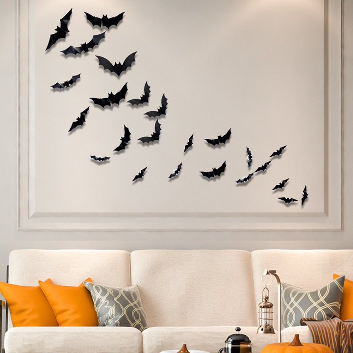 Skanto | 3D Flaggermus LED Veggdekor — Gjør hjemmet ditt til den skumleste Halloween-scenen med livaktige flygende illusjoner!