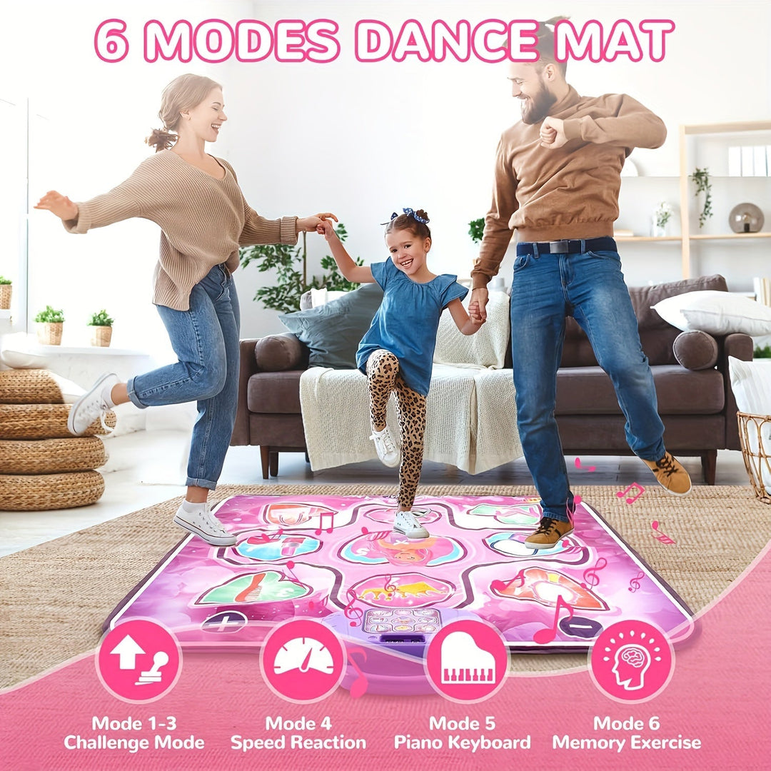 Skanto | Rosa Dansematte for Barn med Poengfunksjon og Rhythmiske Spill – Uten TV – DanceFun Matte