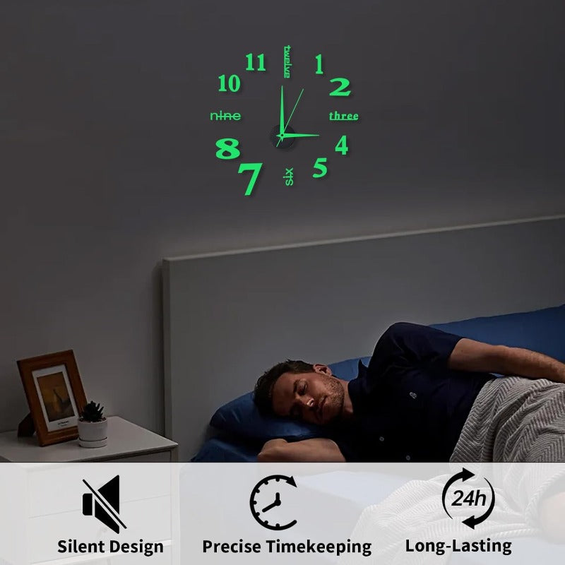 Luminous Uten ramme 3D veggklokke Skanto