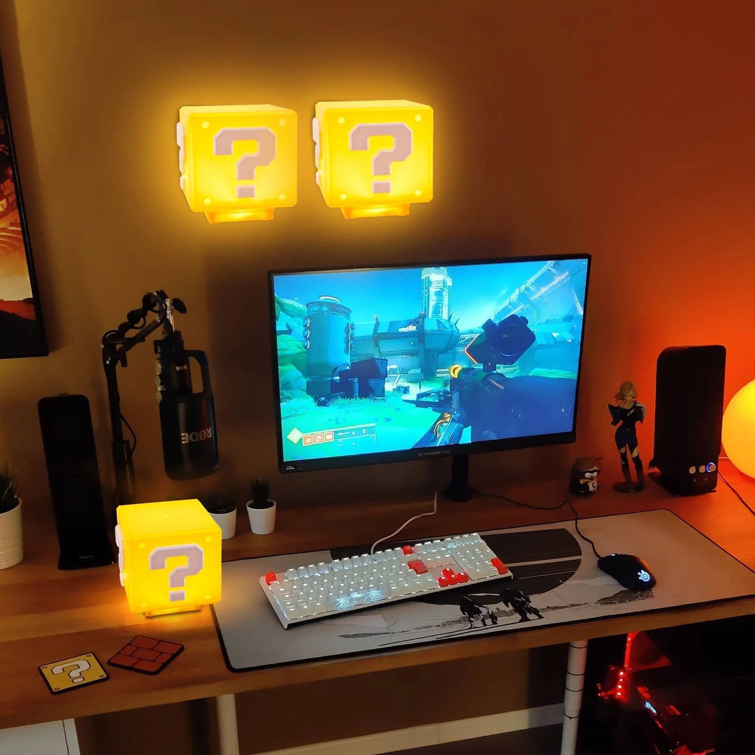 Power-Up Blokk Nattlys - Super Mario-inspirert Spilldekorasjon Skanto