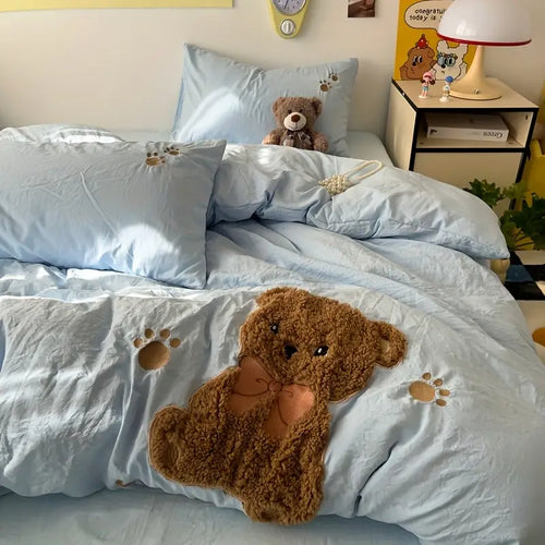Teddy Bear Sengetøy Sett – Ultra Myk og Kosevennlig | Med dynetrekk, laken og 2 putetrekk | Skanto
