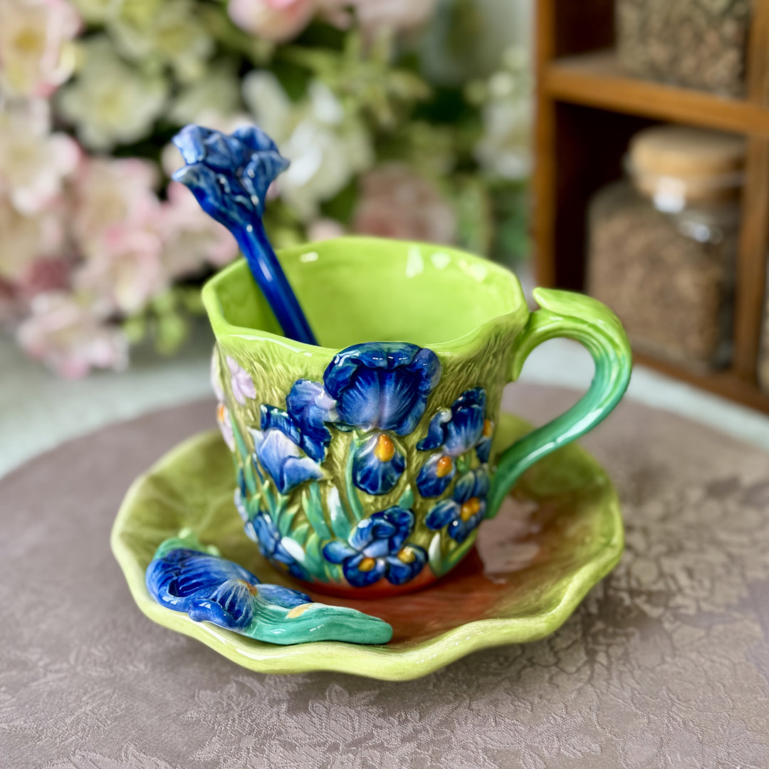 ArtSip Keramikkopp & Underskål Sett – Håndmalte 3D-design inspirert av Van Gogh | Skanto