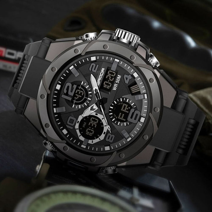 Skanto | Herres Militærklokke med Analog Digital Skjerm og Funksjoner