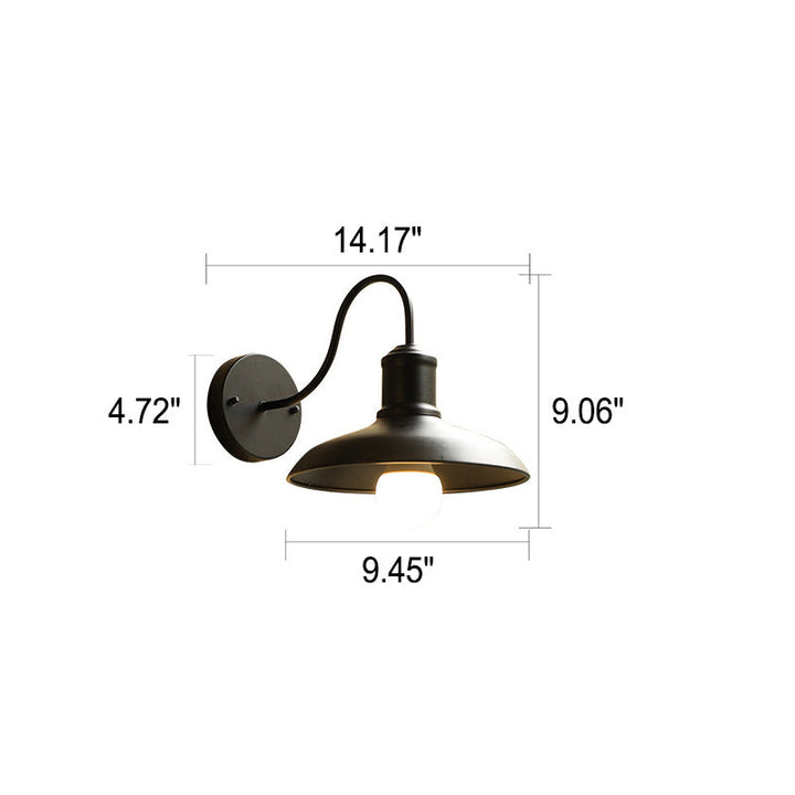 Retro Loft Dome Jern Utendørs Vanntett Vegglampe med 1 Lyskilde og Buet Arm