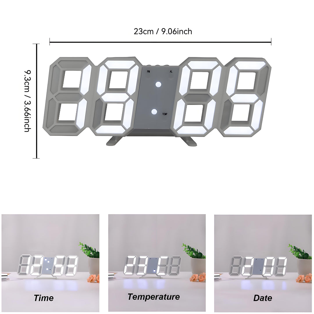 TimeSphere LED 3D Digital Klok med Kalender og Temp Display | Skanto