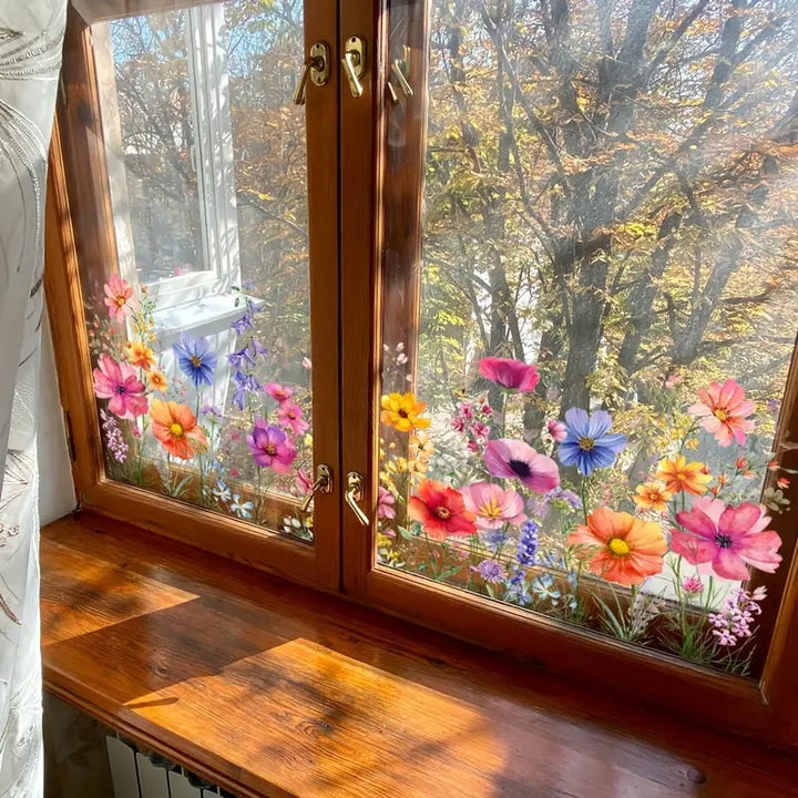 Skanto | 💐 Fargerik blomstergave vindusdekor 🖼️ (Fjernbar uten rester)