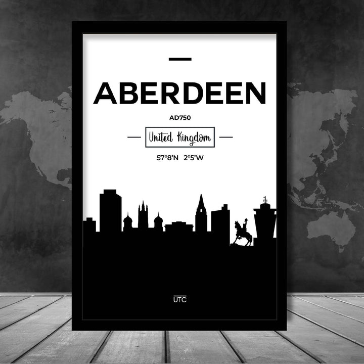 Aberdeen, Skottland, skyline, byutsikt (trykk)