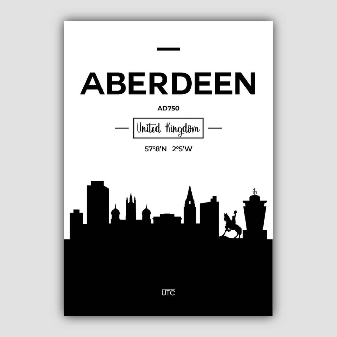 Aberdeen, Skottland, skyline, byutsikt (trykk)