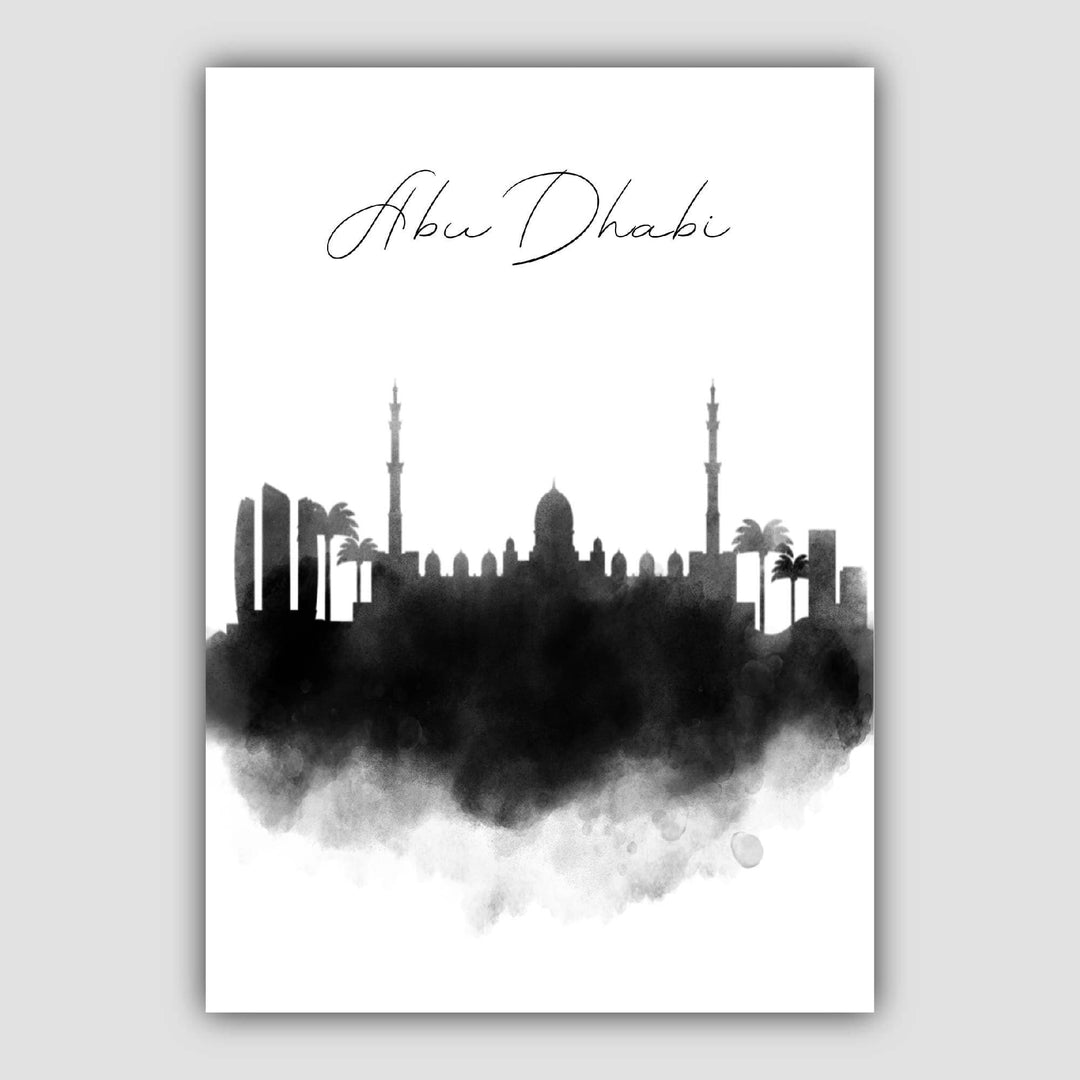 Abu Dhabi akvarell skyline bybildetrykk
