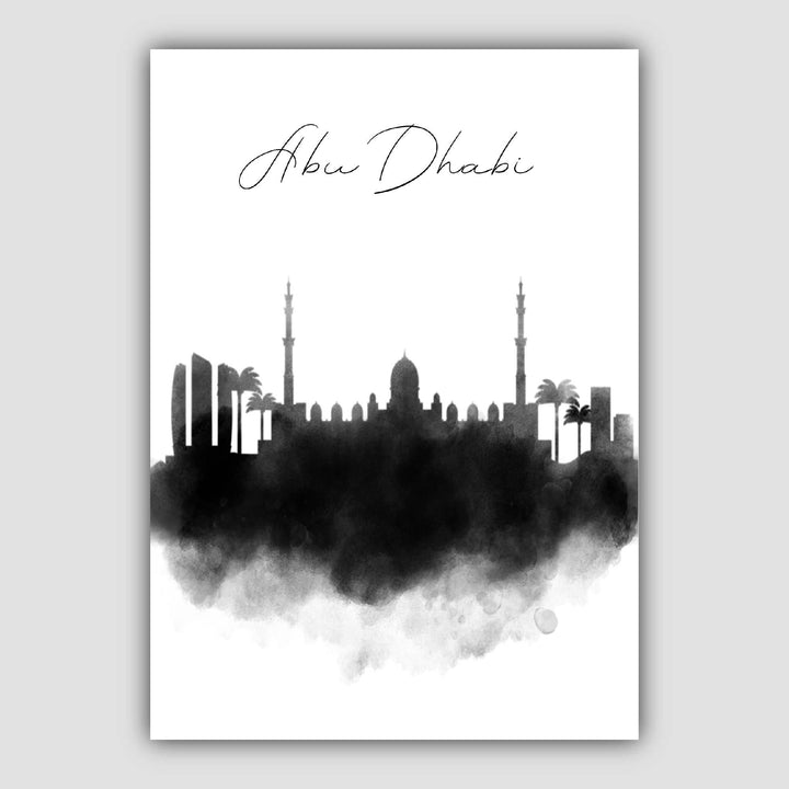 Abu Dhabi akvarell skyline bybildetrykk