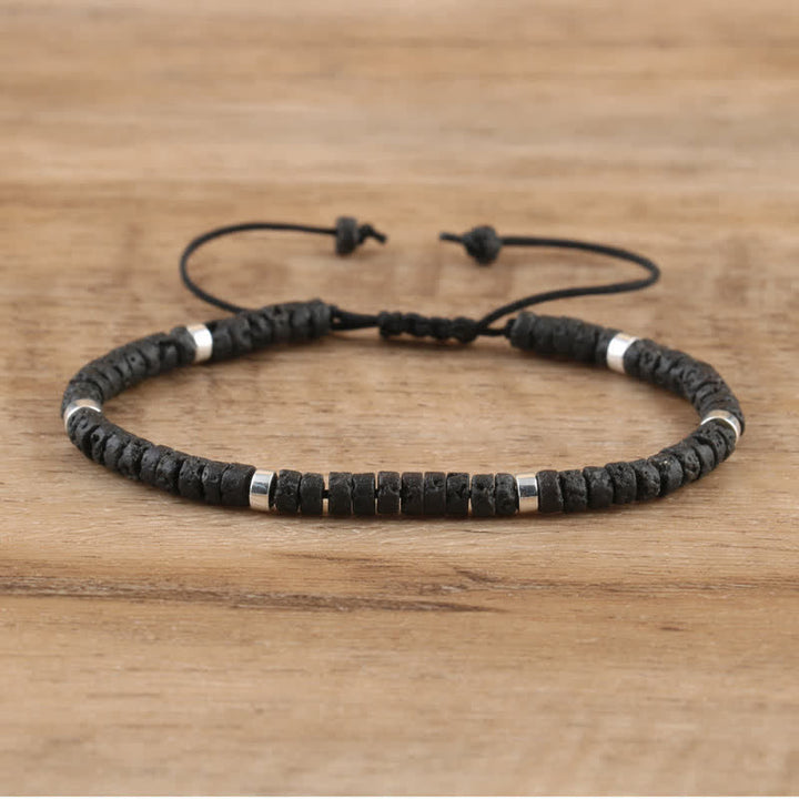 Skanto | Flettet armbånd med 2,4 mm naturstein ruller – Seraphina