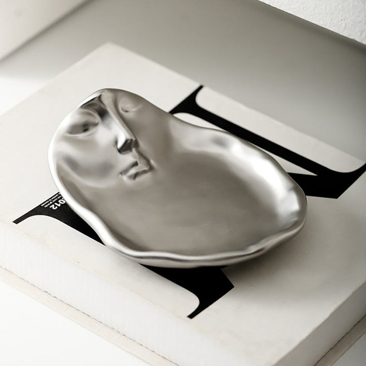 Skanto | Metal Touching Face Creative Ceramic Kiss Kaffekopp, Kunstnerisk Vibe Krus & Tallerken Sett