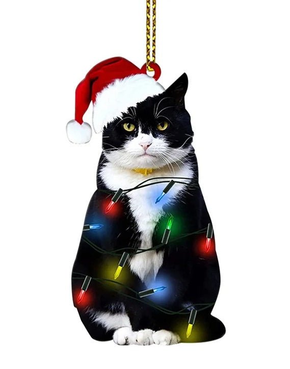 Skanto | Akryl Svart Katt Juleornamenter Sett – Søte Trependler for Bryllup, Fester og Festlig Hjemdekorasjon
