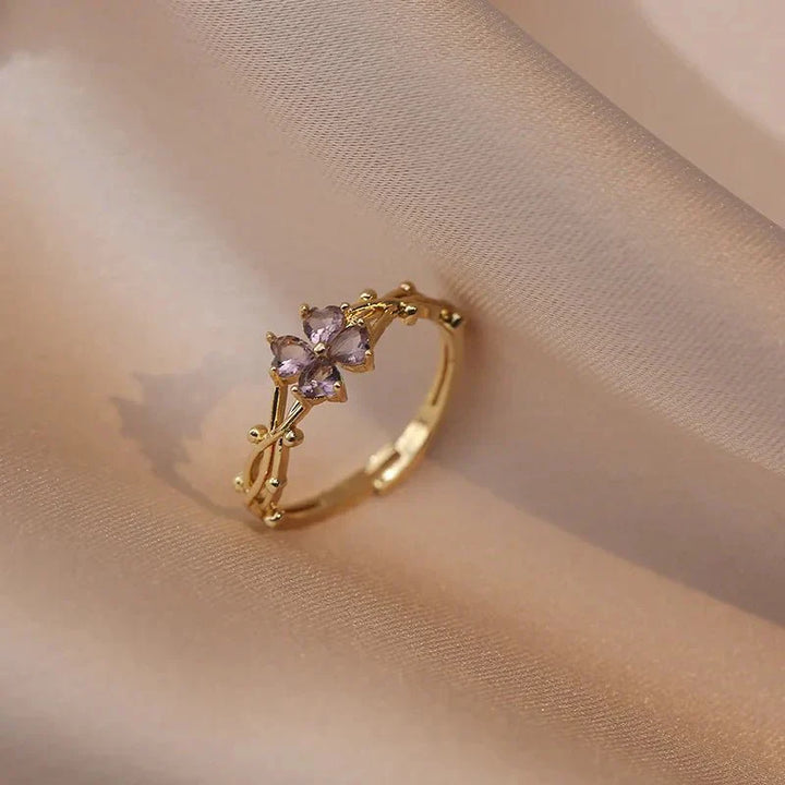 Skanto | Justerbar Ametyst Lilla BlomsterRing