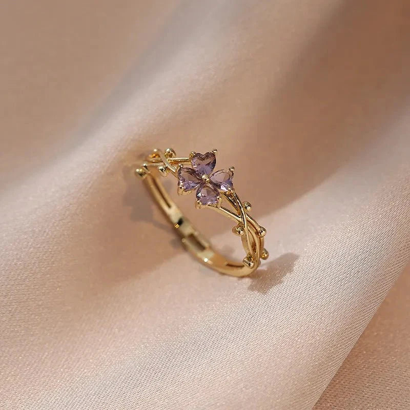 Skanto | Justerbar ametyst lilla blomster ring