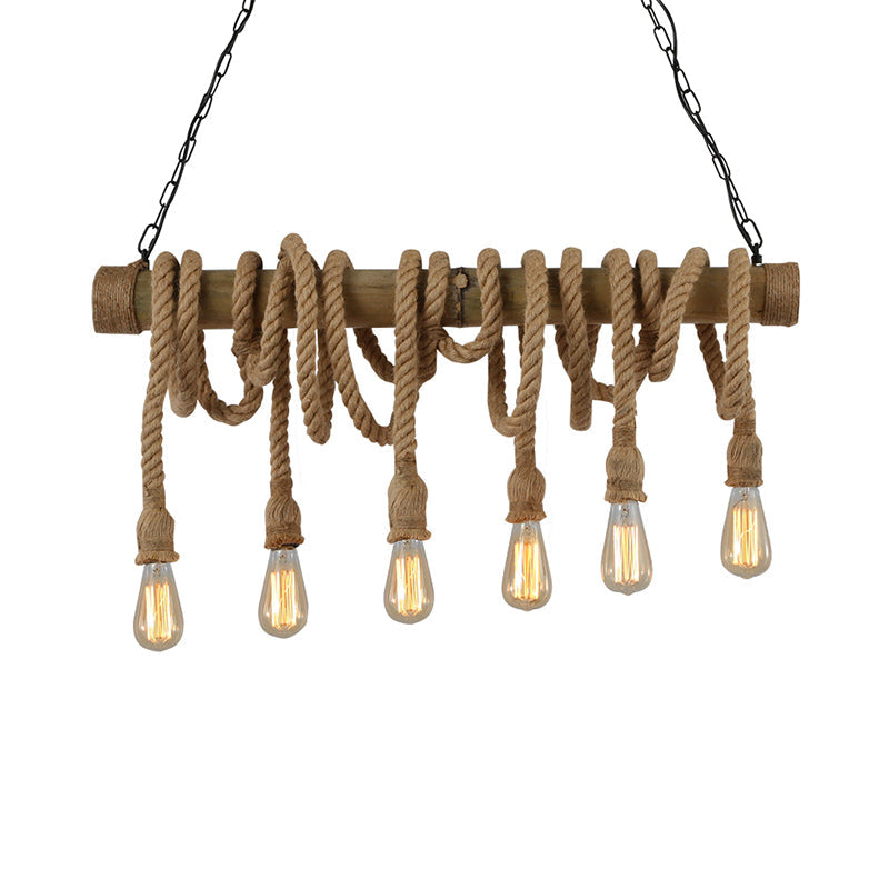 Skanto | Justerbar Bambus Pendellampe med Industriell Tau Design - EcoChic