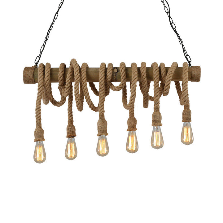 Skanto | Justerbar Bambus Pendellampe med Industriell Tau Design - EcoChic