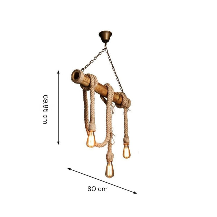 Skanto | Justerbar Bambus Pendellampe med Industriell Tau Design - EcoChic