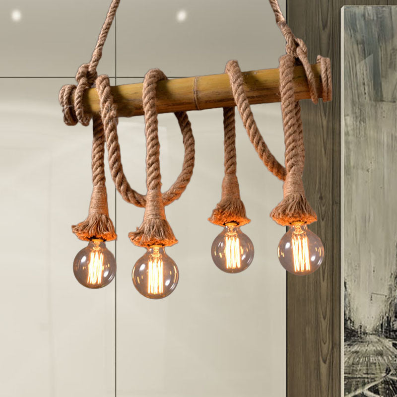 Skanto | Justerbar Bambus Pendellampe med Industriell Tau Design - EcoChic