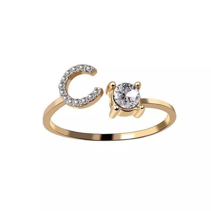 Skanto | Justerbar Delikat Diamant Bokstav Initial Ring